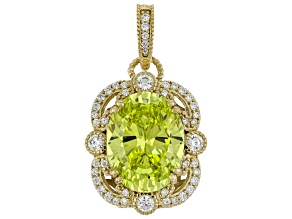 Judith Ripka Apple Green Cubic Zirconia 14k Gold Clad Printemps Enhancer 22.96ctw
