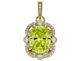 Judith Ripka Apple Green Cubic Zirconia 14k Gold Clad Printemps Enhancer 22.96ctw