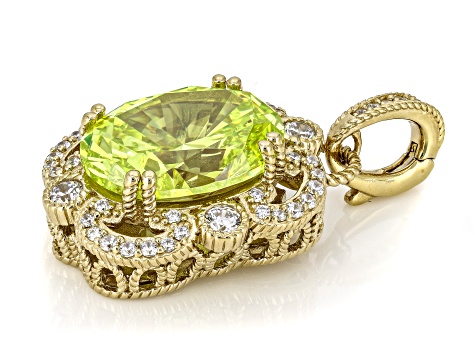 Judith Ripka Apple Green Cubic Zirconia 14k Gold Clad Printemps Enhancer 22.96ctw