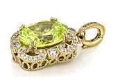 Judith Ripka Apple Green Cubic Zirconia 14k Gold Clad Printemps Enhancer 22.96ctw