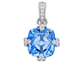 Judith Ripka Lab Blue Quartz with Cubic Zirconia Rhodium Over Silver Olivia Enhancer 11.54ctw