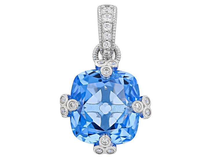 Judith Ripka Lab Blue Quartz with Cubic Zirconia Rhodium Over Silver Olivia Enhancer 11.54ctw