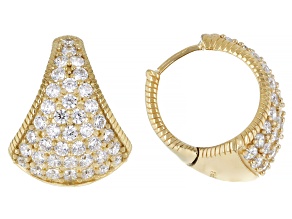 Judith Ripka White Cubic Zirconia 14k Gold Clad Earrings 2.88ctw