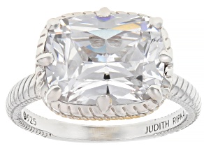 Judith Ripka White Cubic Zirconia Rhodium and 14k Yellow Gold Clad Ring 9.35ct
