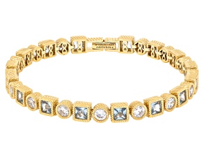 Judith Ripka Blue Lab Created Spinel With Cubic Zirconia 14k Gold Clad Bracelet 9.44ctw