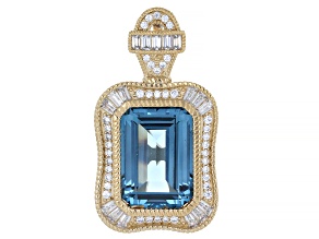 Judith Ripka Blue Lab Created Spinel and White Cubic Zirconia 14k Gold Clad Enhancer 16.68ctw