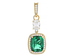 Judith Ripka Emerald Simulant With Cubic Zirconia 14k Gold Clad Enhancer 7.57ctw