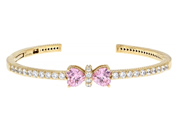 Picture of Judith Ripka Pink & White Cubic Zirconia 14k Gold Clad Bow Bangle 6.80ctw