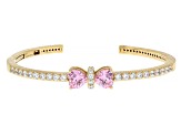 Judith Ripka Pink & White Cubic Zirconia 14k Gold Clad Bow Bangle 6.80ctw