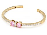Judith Ripka Pink & White Cubic Zirconia 14k Gold Clad Bow Bangle 6.80ctw
