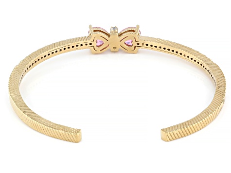 Judith Ripka Pink & White Cubic Zirconia 14k Gold Clad Bow Bangle 6.80ctw