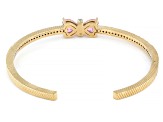 Judith Ripka Pink & White Cubic Zirconia 14k Gold Clad Bow Bangle 6.80ctw