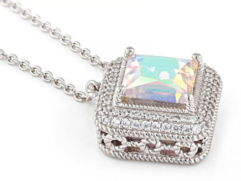 Judith Ripka White and Aurora Borealis Cubic Zirconia Rhodium Over