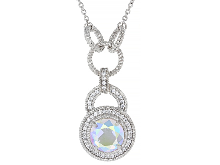 Judith Ripka Aurora Borealis & Cubic Zirconia Rhodium Over Silver