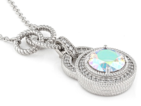 Judith Ripka Aurora Borealis & Cubic Zirconia Rhodium Over Silver