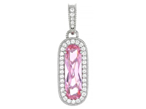 Judith Ripka Pink and White Cubic Zirconia Rhodium Over Sterling Silver Enhancer 8.50ctw