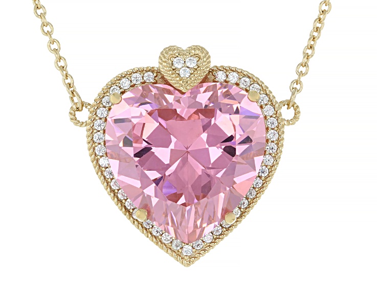 Judith Ripka Pink and White Cubic Zirconia 18k Yellow Gold Clad