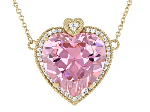 Judith Ripka Pink and White Cubic Zirconia 18k Yellow Gold Clad Necklace 38.85ctw