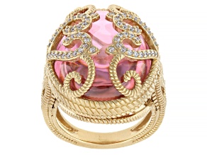 Judith Ripka Pink and White Bella Luce® 14k Gold Clad Ring 53.25ctw