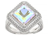 Judith Ripka Aurora Borealis With Cubic Zirconia Rhodium Over Sterling Silver Ring 7.15ctw