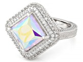 Judith Ripka Aurora Borealis With Cubic Zirconia Rhodium Over Sterling Silver Ring 7.15ctw