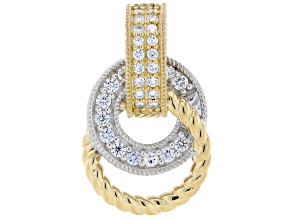 Judith Ripka White Lab Grown Diamond F VS2 14k Gold Clad and Rhodium Over Silver Pendant 0.84ctw
