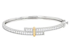 Judith Ripka White Cubic Zirconia Rhodium and 14k Gold Clad Bangle 2.40ctw