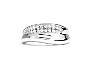 Judith Ripka Couture Eros 0.26ctw Diamond Rhodium Over Sterling Silver Sculptural Band Ring