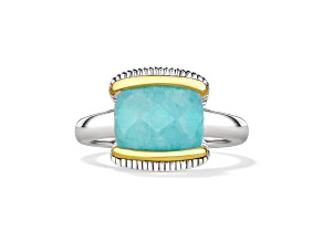 Judith Ripka Couture  Eternity Amazonite Rhodium Over Sterling Silver and 18K Gold Ring