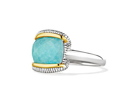 Judith Ripka Couture  Eternity Amazonite Rhodium Over Sterling Silver and 18K Gold Ring