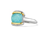 Judith Ripka Couture  Eternity Amazonite Rhodium Over Sterling Silver and 18K Gold Ring