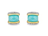 Judith Ripka Couture Eternity Amazonite Rhodium Over Sterling Silver and 18K Gold Stud Earrings