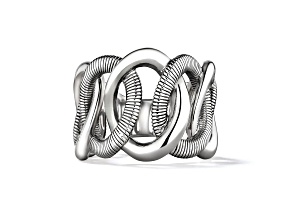 Judith Ripka Couture Eternity Rhodium Over Sterling Silver Interlocking Link Band Ring