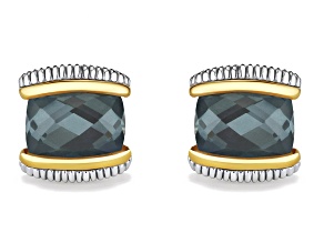 Judith Ripka Couture Eternity Quartz Hematite Doublet Rhodium Over Silver with 18k Gold Earrings
