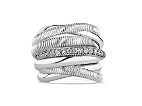 Judith Ripka Couture Eternity 0.47ctw White Diamond Rhodium Over Sterling Silver Ring