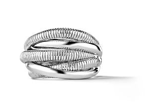 Judith Ripka Couture Eternity Rhodium Over Sterling Silver Ring