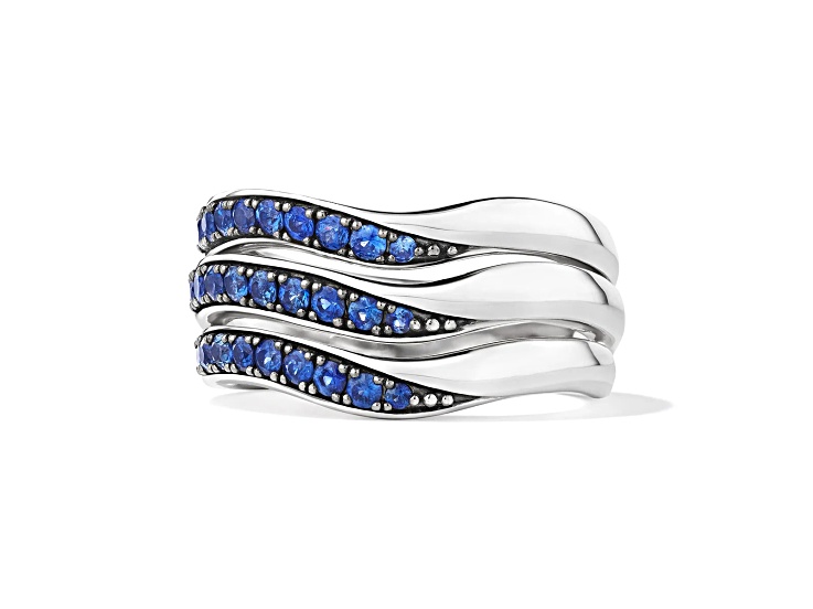 Judith Ripka Couture Nova Blue Sapphire Rhodium Over