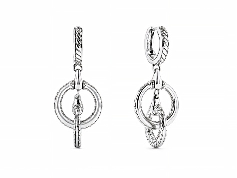 Judith Ripka Couture Vienna Rhodium Over Sterling Silver Hoop Earring