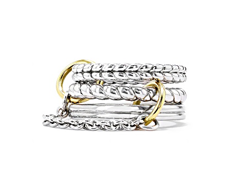 Ripka Stack Rings Judith Ripka Couture Vienna Rhodium Over Sterling Silver and 18k Gold ...