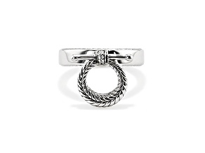 Judith Ripka Couture Vienna White Diamond Accent Rhodium Over Sterling Silver Band Ring