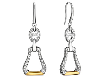 Picture of Judith Ripka Couture Vienna Rhodium Over Sterling Silver and 18k Gold Drop Earrings
