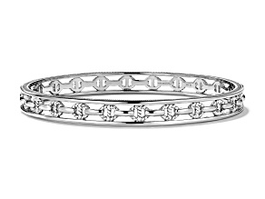 Judith Ripka Couture Vienna Rhodium Over Sterling Silver Stack Bangle