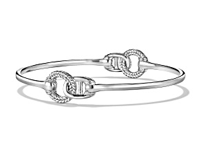 Judith Ripka Couture Vienna Rhodium Over Sterling Silver Interlocking Stack Bangle