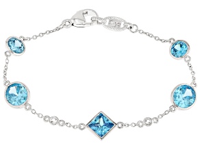 Judith Ripka Couture Watercolor Sky Blue Cubic Zirconia Rhodium Over Silver Bracelet 7.00ctw