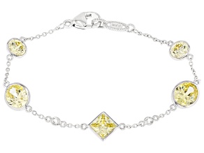 Judith Ripka Couture Watercolor Canary Cubic Zirconia Rhodium Over Sterling Silver Bracelet