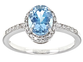 Blue Aquamarine Rhodium Over 14k White Gold Ring 1.03ctw