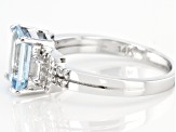 Blue Aquamarine Rhodium Over 14K White Gold Ring 1.25ctw