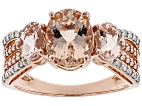 Oval Morganite With White And Pink Diamond 14K Rose Gold Ring 2.44ctw
