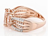 Peach Morganite with White and Pink Diamond 14K Rose Gold Ring 2.44ctw