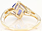 Blue Tanzanite With White Diamond 10K Yellow Gold Ring 1.45ctw